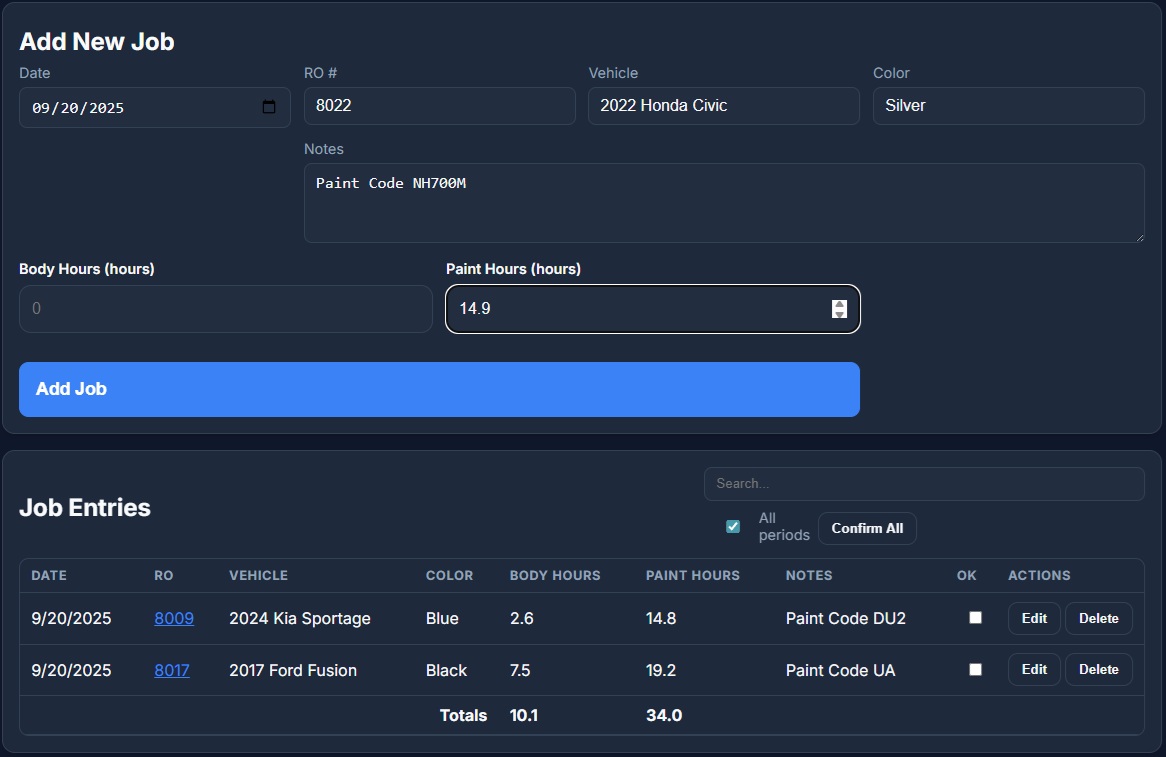 ACCTimeTracker Job Management Interface